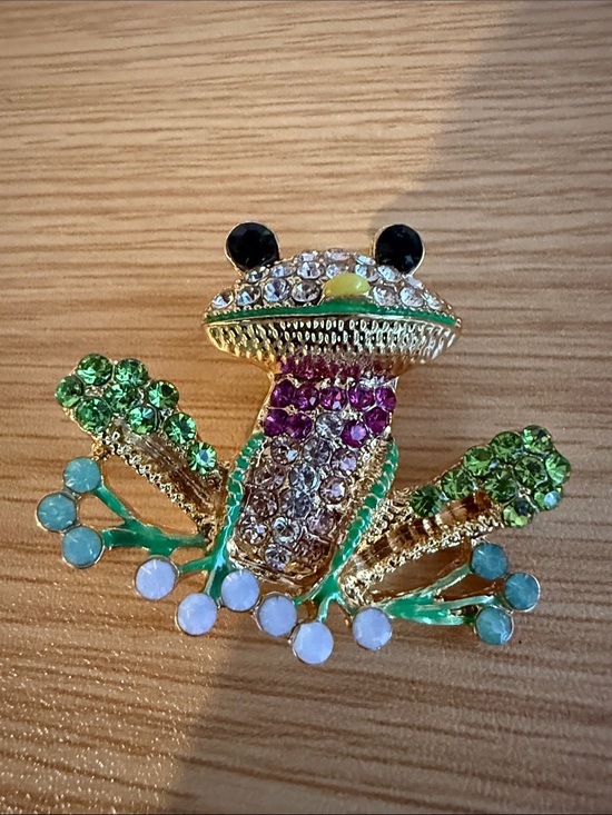 Jewelry - Colorful Frog Brooch with Crystals seen on Traitors Brooches Everywhere 😍